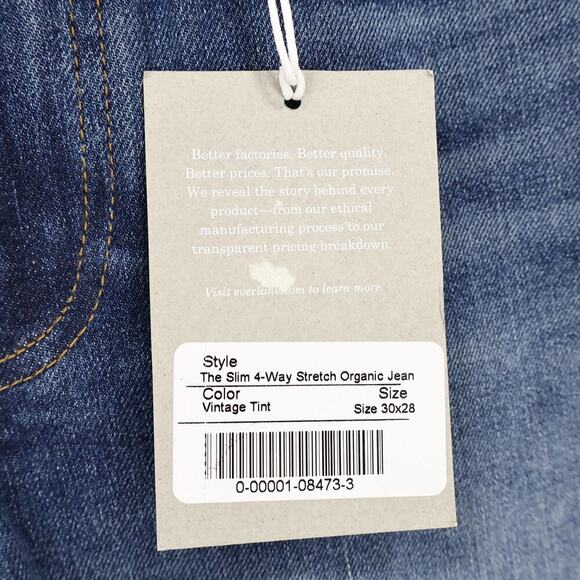 Everlane Men's Slim 4-Way Stretch Organic Jean Vintage Tint Size 30x28 NWT - Picture 5 of 7